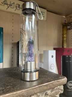 Well - Crystal Gem Infused 500ml Glass Water Bottle – Hydration with Positive Energy