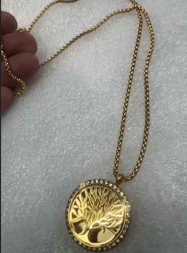 Tree of Life Stainless Steel Aroma Therapy Essential Oil Diffuser Necklace