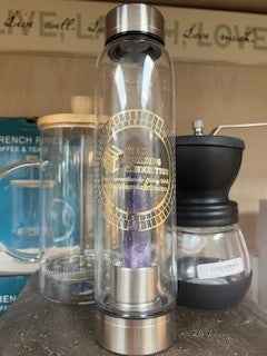 Well - Crystal Gem Infused 500ml Glass Water Bottle – Hydration with Positive Energy