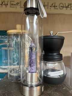 Well - Crystal Gem Infused 500ml Glass Water Bottle – Hydration with Positive Energy