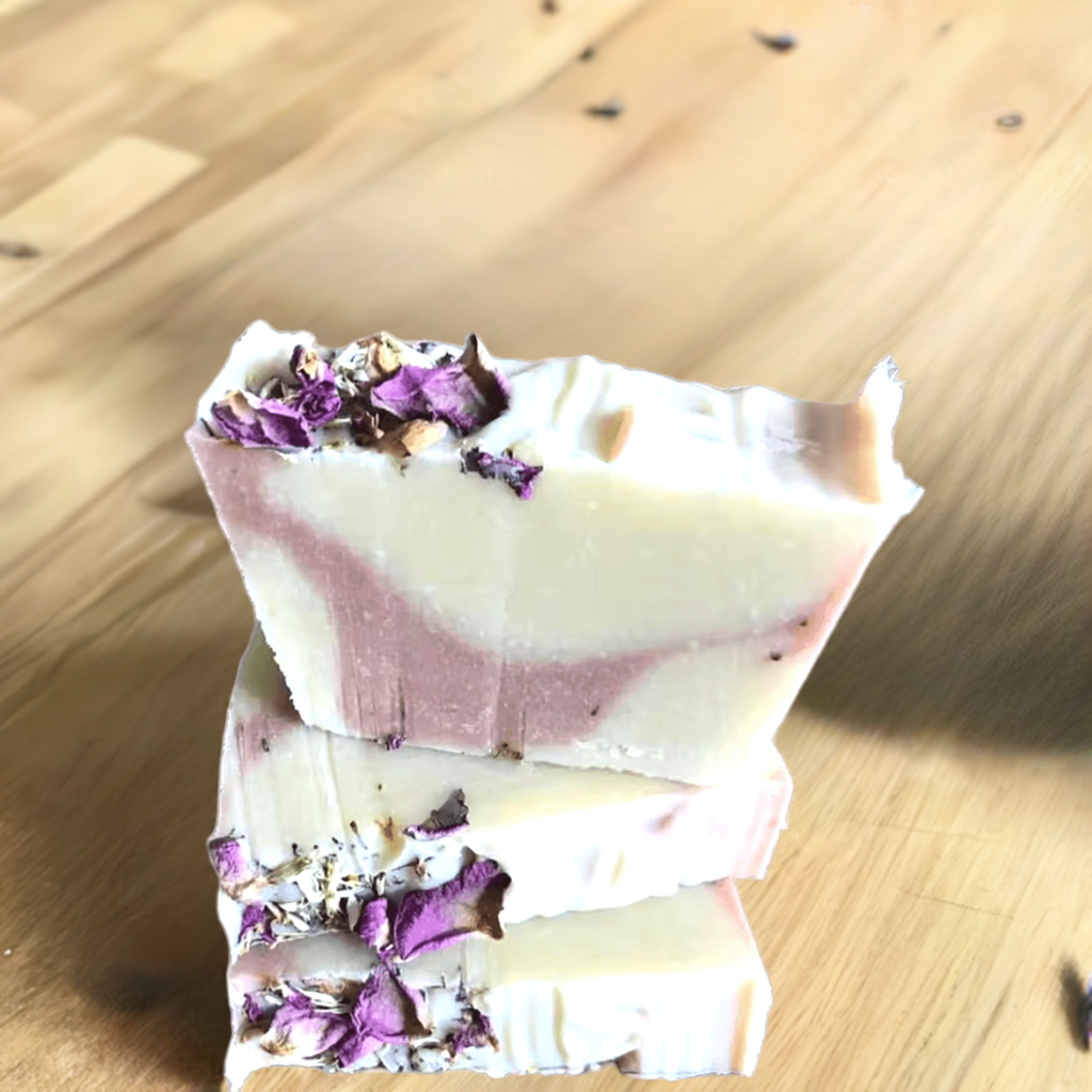 Handmade natural soap bar with lavender and rose petals embedded in the surface. Lavender Livy and Mia Rose Hand-Made Natural Soap
Indulge in the soothing, aromatic experience of Lavender Livy & Mia Rose Handmade Natural Soap, crafted with love and care using 100% natural ingredients. This luxurious soap bar combines the calming essence of lavender with the delicate, floral notes of Mia rose, creating a relaxing and rejuvenating bathing experience.
Handmade in small batches at Well Building Connection