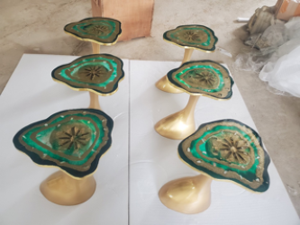 Well - Copper and Resin Tree Work of Art End Table A Stunning Blend of Nature and Modern Elegance