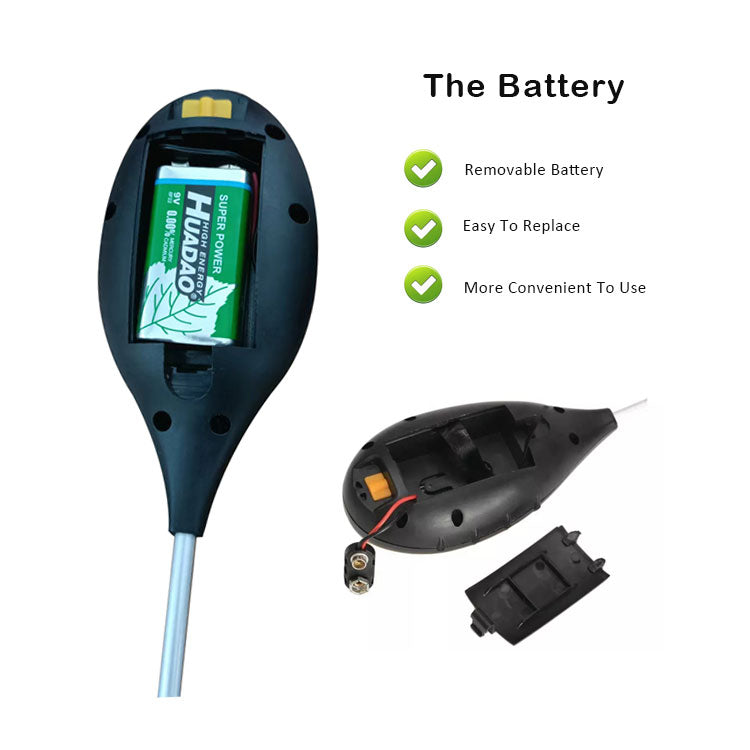 Well Building Connection Soil pH measurement device with a detachable battery, showing the battery compartment and a removable battery unit. Soil pH Measurement Precision for Healthy Plants
Gardening is good therapy for your mind and body. Achieve optimal plant growth with the Soil pH Measurement Device, a must-have tool for gardeners, farmers, and plant enthusiasts. This device provides accurate soil pH readings, helping you maintain the right balance for healthier crops, flowers, and lawns.