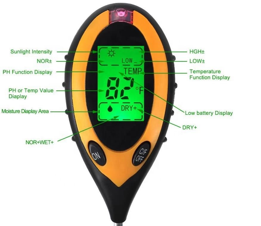 Well Building Connection Soil pH measurement device with a detachable battery, showing Soil pH Measurement Precision for Healthy Plants
Gardening is good therapy for your mind and body. Achieve optimal plant growth with the Soil pH Measurement Device, a must-have tool for gardeners, farmers, and plant enthusiasts. This device provides accurate soil pH readings, helping you maintain the right balance for healthier crops, flowers, and lawns.