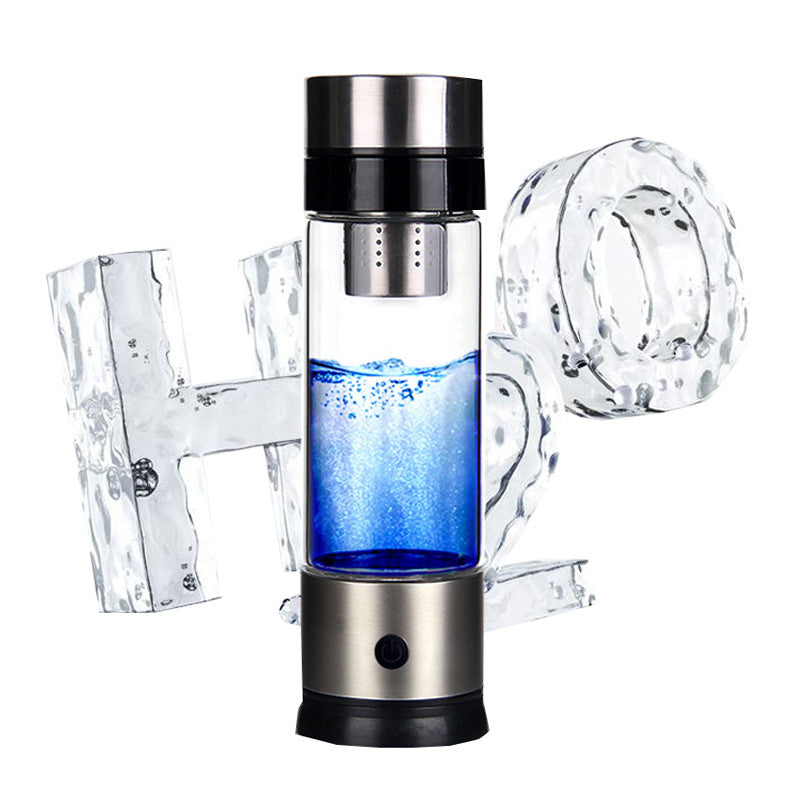 showcasing a blue water bottle with a filter compartment, surrounded by images depicting various people using the bottle or benefiting from its water. The bottle is depicted in use by different individuals in different settings, emphasizing its portability and versatility. Well building connection