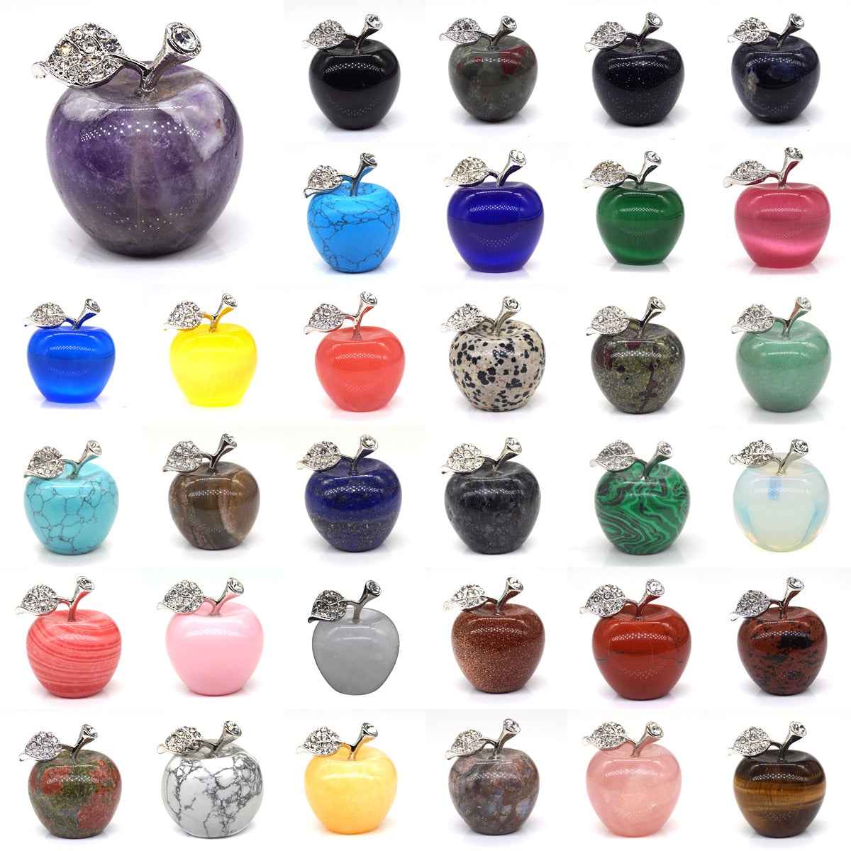 Stone and Crystal Apple Shaped Gemstones for Geological Studies or Therapeutic Healing Stones