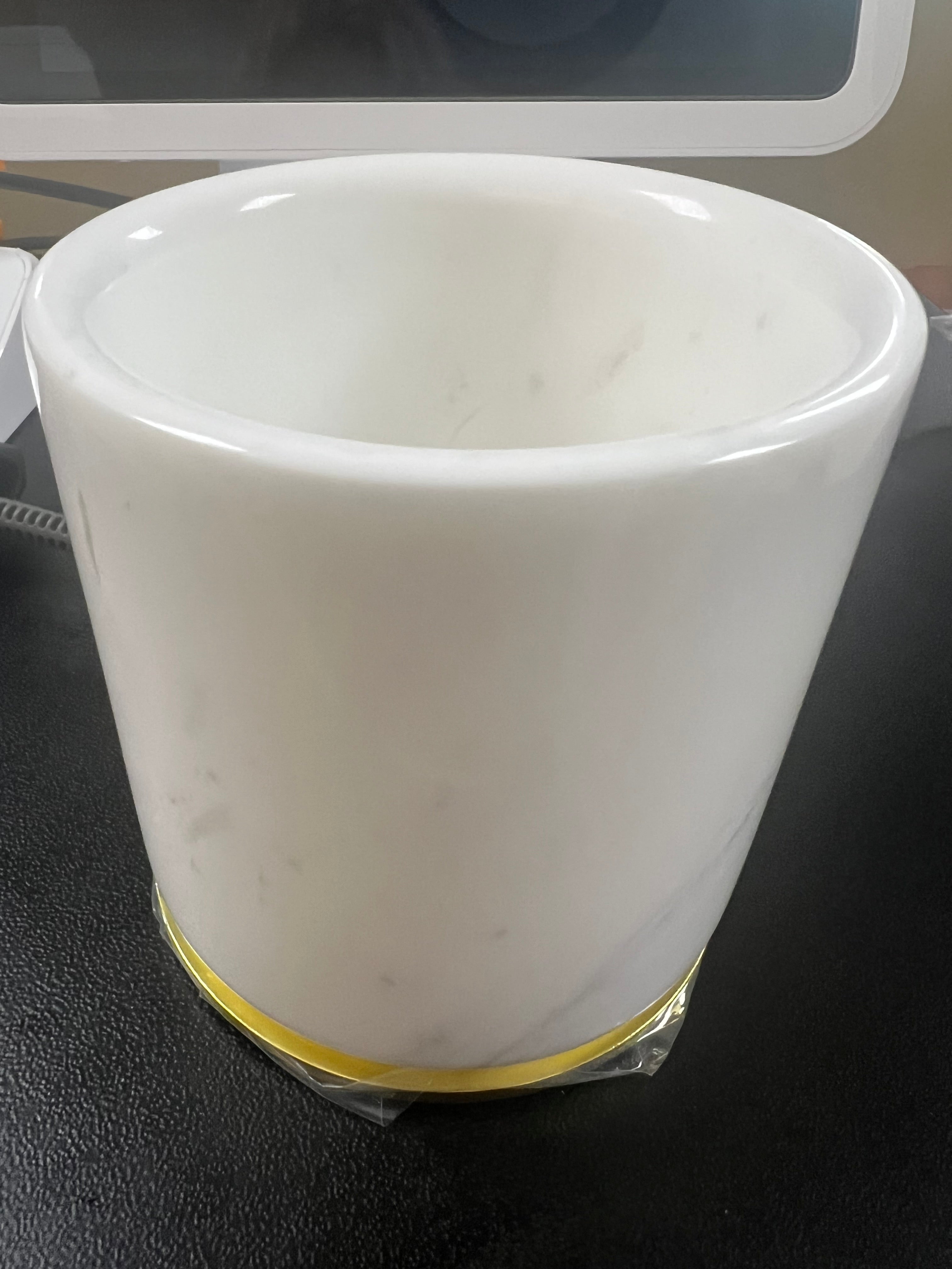 white carrera marble candle jar 