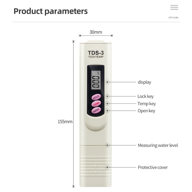 WATER Meter Filter Measuring - Water Quality Purity Tester