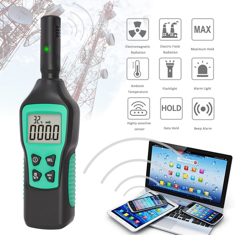 Digital Electromagnetic Field Radiation Detector Temperature Radiation Tester EMF Meter Dosimeter Detector For Computer Phone - Well Building Connection
